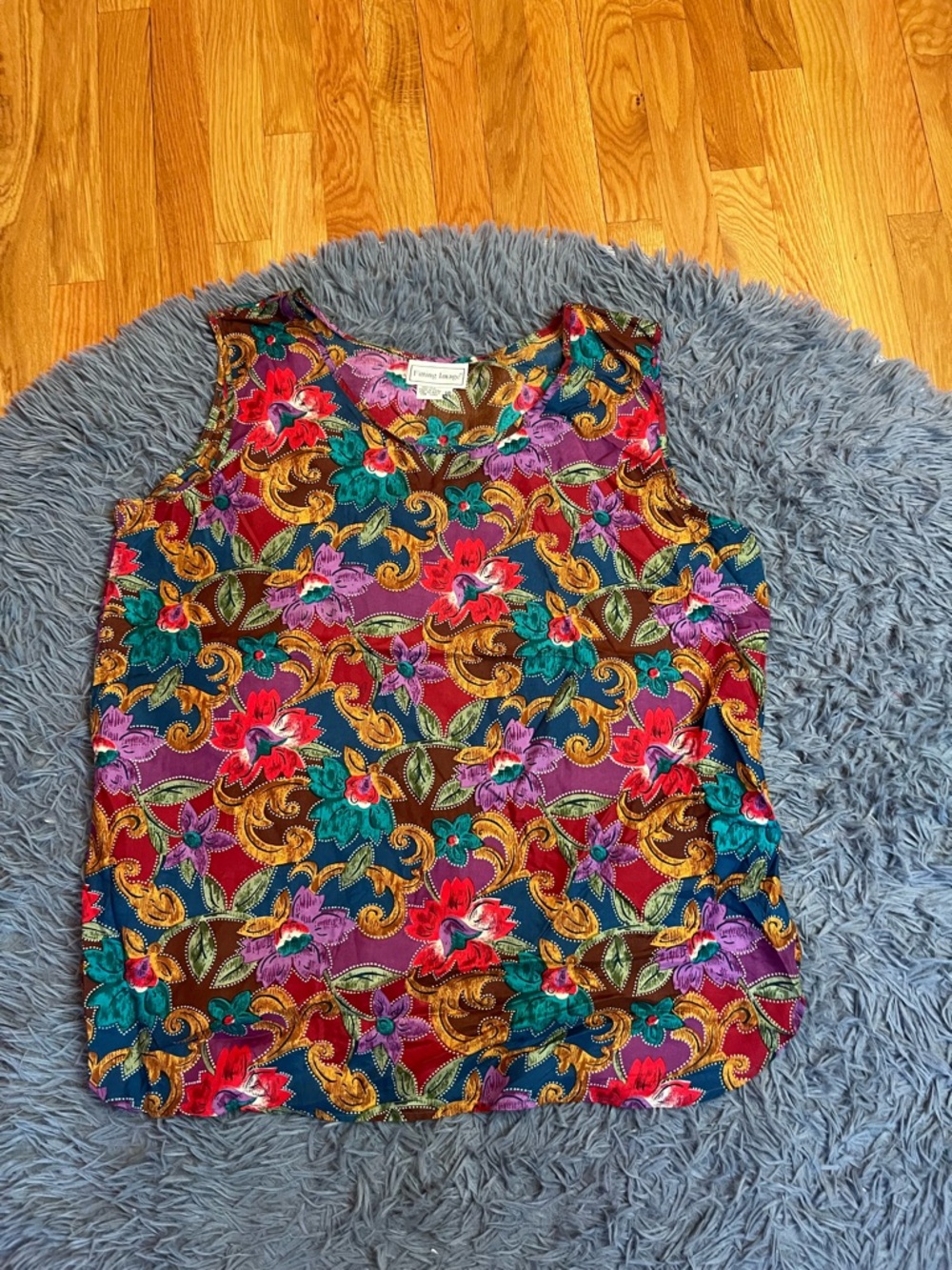 Fitting Image Vintage Floral Multi 100% Silk Shell Top Size 18